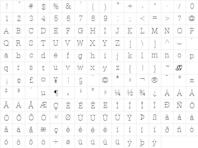 Installation Light SSi Thin  glyph index