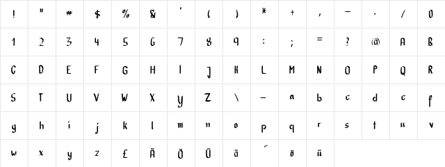 CalliBrush Regular  glyph index