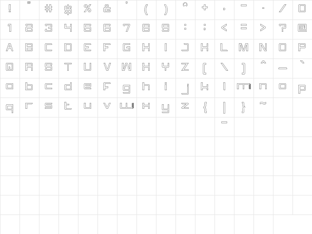 What The FUN-Hollow Normal  glyph index