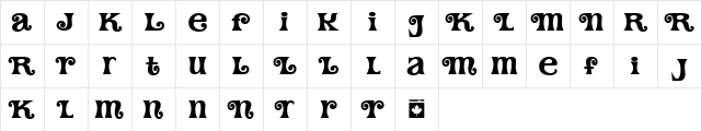 Tomato Alternates II Regular  glyph index