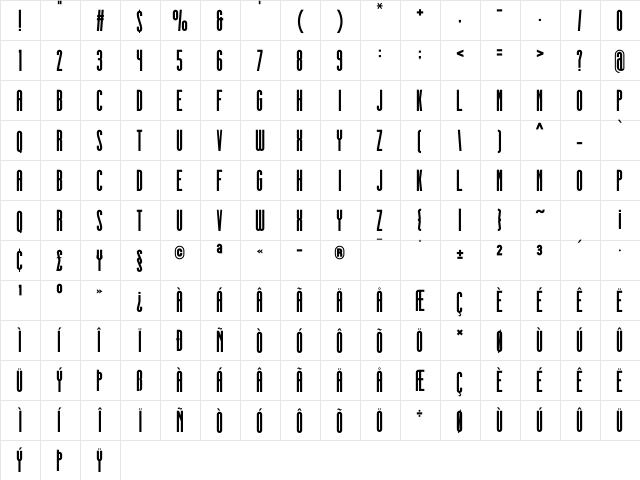 gello bold Regular  glyph index