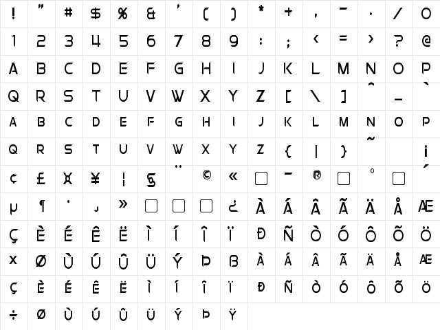 Chromia Supercap Condensed Regular  glyph index