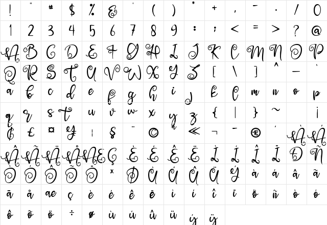 Angel Maleficent Regular  glyph index