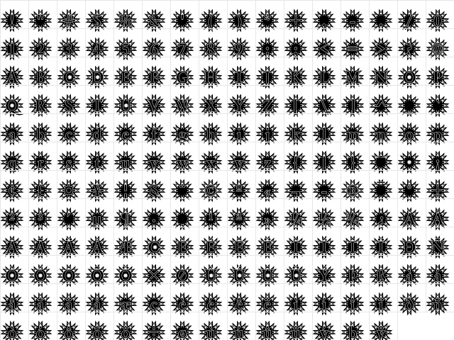 Garamond50 Becker Regular  glyph index