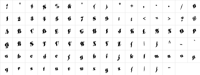 Fictive12 Regular  glyph index