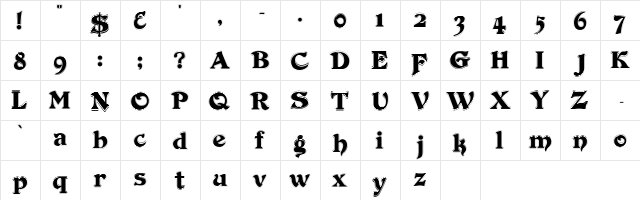 DuvallOutline Normal  glyph index