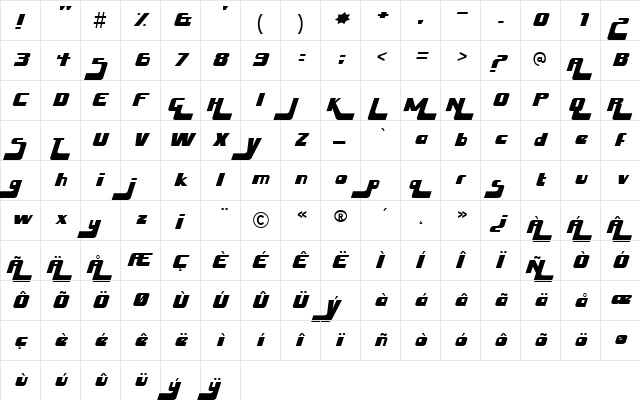Husky Stash Regular  glyph index