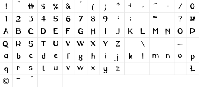 Caraway Regular  glyph index