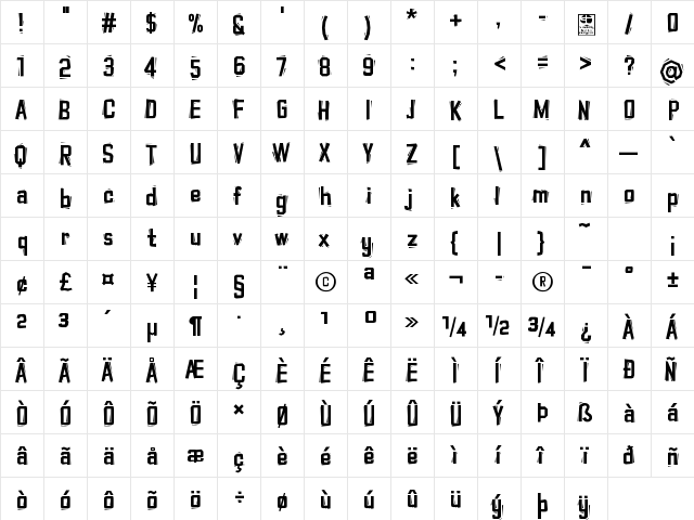 Typo Cut-Out Shaky Demo Regular  glyph index