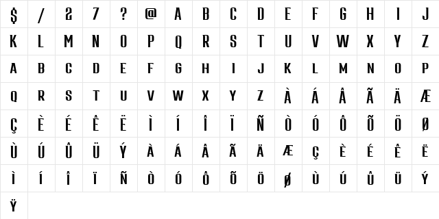 Morington Demo Regular  glyph index