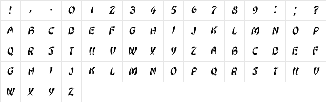 Sudoku Italic  glyph index