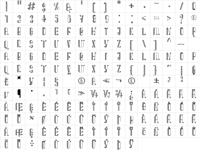 NASTAR PIE 1 Regular  glyph index