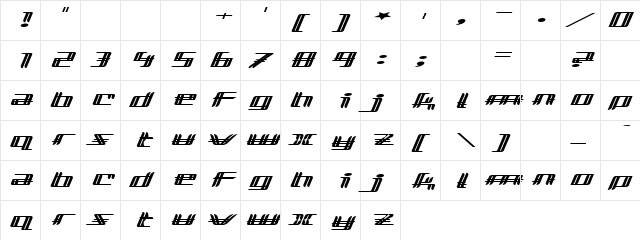 Double Impact Regular  glyph index