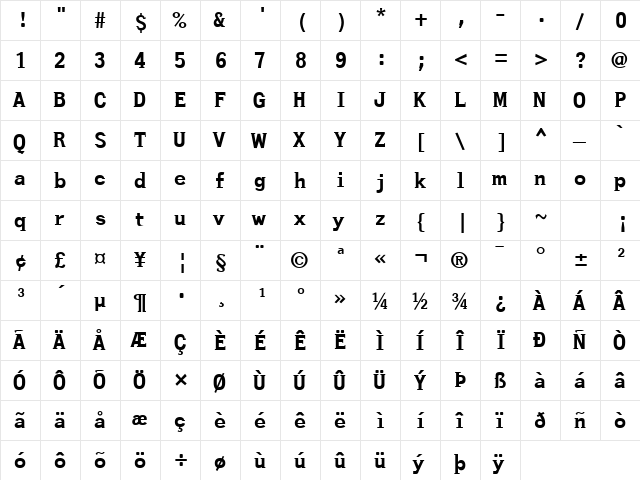 FZ ROMAN 27 Normal  glyph index