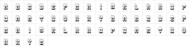 Quadri Hollow Regular  glyph index