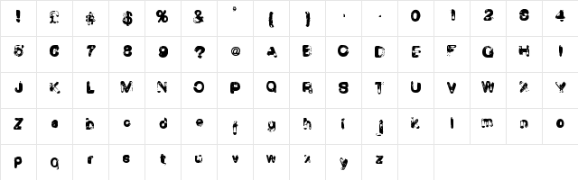 DirtyBoy Regular  glyph index