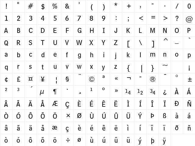 Bell Centennial Std Sub-Caption  glyph index