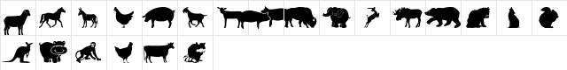 Farm & Wild Animals Regular  glyph index