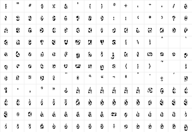 Cowpoke BI Regular  glyph index