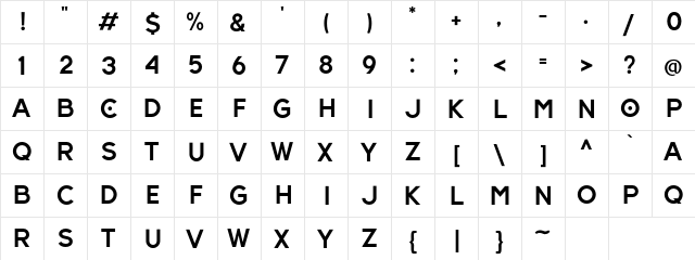 Hundred Ligatture Regular  glyph index