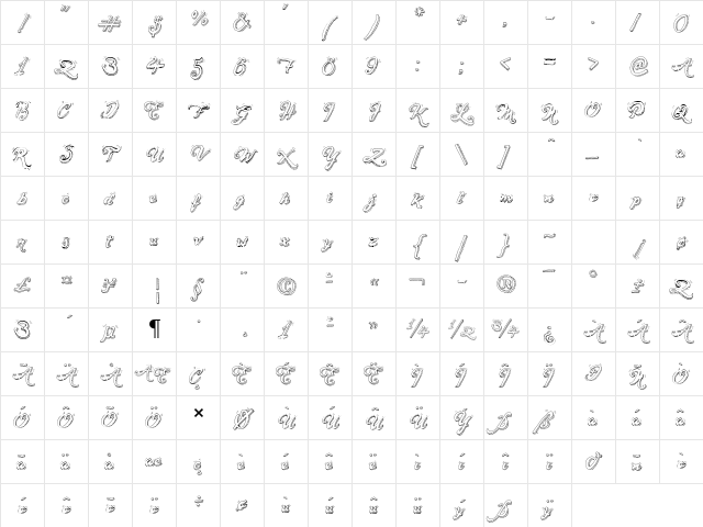 Sketch Handwriting Regular  glyph index