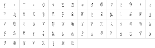 Worm Alpha Regular  glyph index
