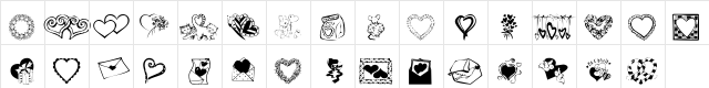 KR Kat's Got A New Valentine Regular  glyph index