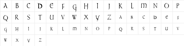 times new vespasian Regular  glyph index