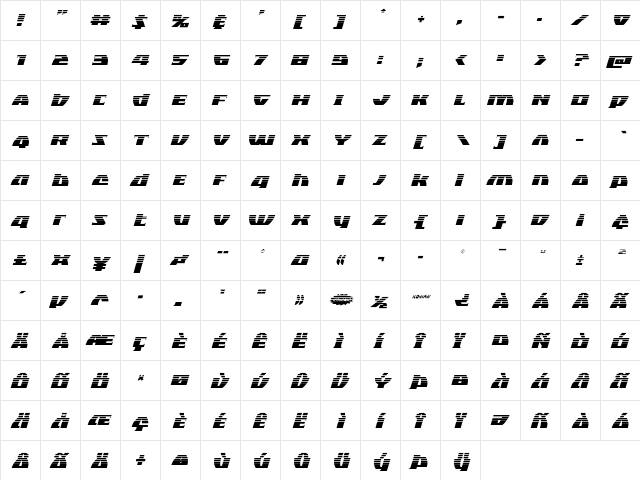 Black Bishop Halftone Italic Italic  glyph index