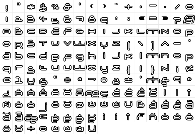 Adrenalin BubbleOutline  glyph index