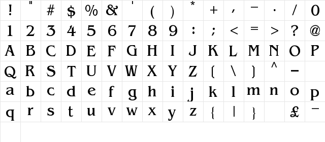 Contacto Regular  glyph index