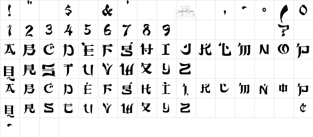 Sumdumgoi Regular  glyph index