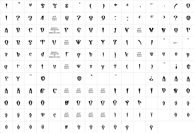 daddio (eval) Regular  glyph index