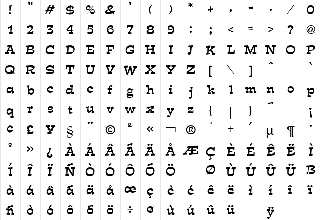 Estro Regular  glyph index