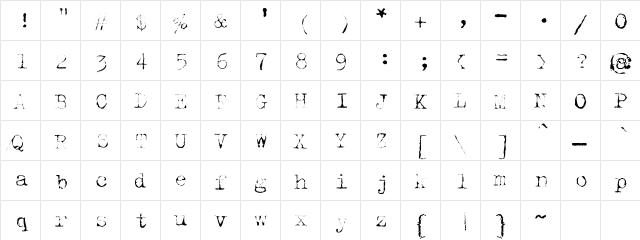 CK True Type Thin  glyph index