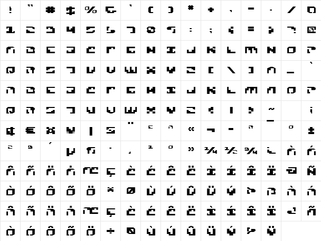 Xenophobia Expanded Expanded  glyph index