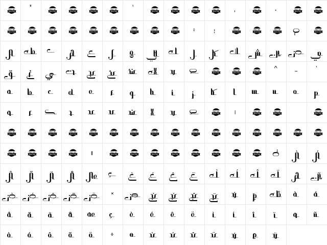 all Ramadan Karim - Regular  glyph index
