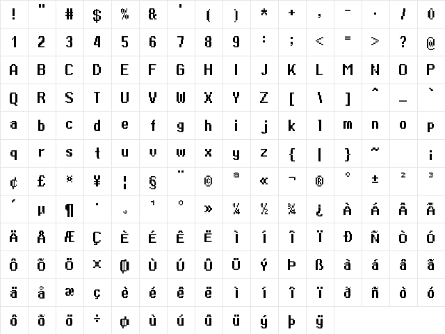 Generic Mobile System Nuevo Regular  glyph index
