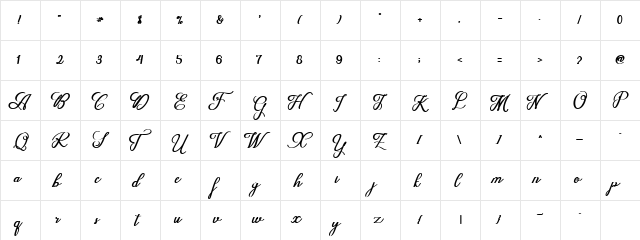 Delleya Script Regular  glyph index