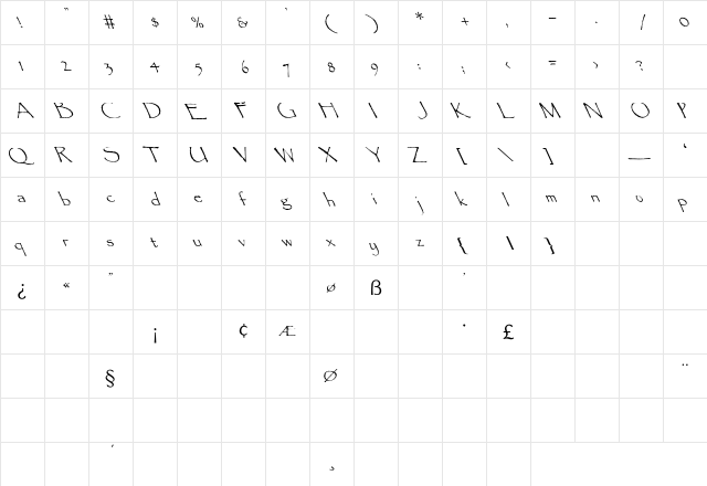 Paradox-Light Lefty Regular  glyph index
