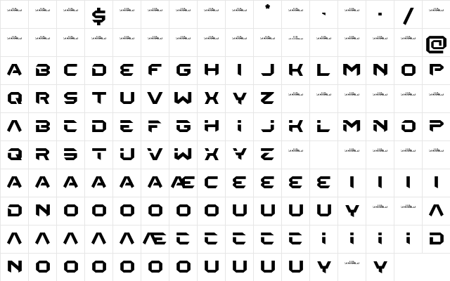 THE STARWILD Regular  glyph index