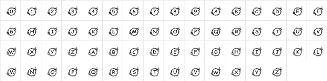pf_kabang Regular  glyph index