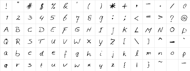 Denissen Regular  glyph index