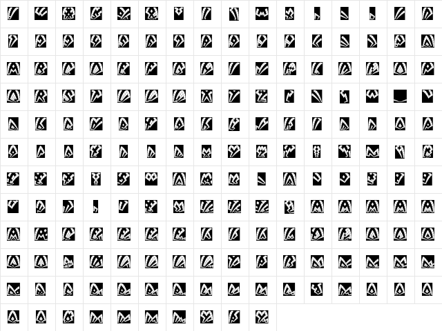 Dack Regular  glyph index