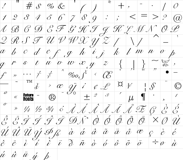 Sensibility 104 Regular  glyph index