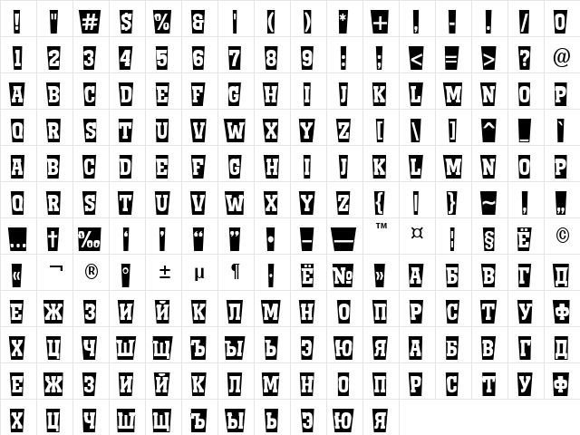 a_MonumentoTtlNrCmSw Bold  glyph index