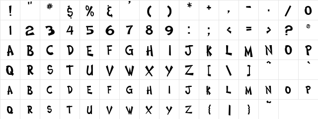 Band Box Regular  glyph index