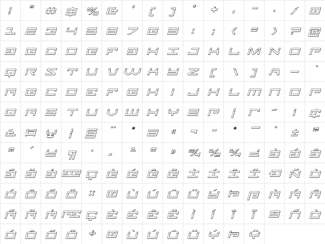 Legion Bullet Italic Italic  glyph index