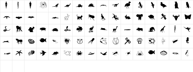 DexisDingbatsThreeSSK Regular  glyph index