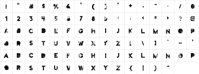 Truskey Regular  glyph index
